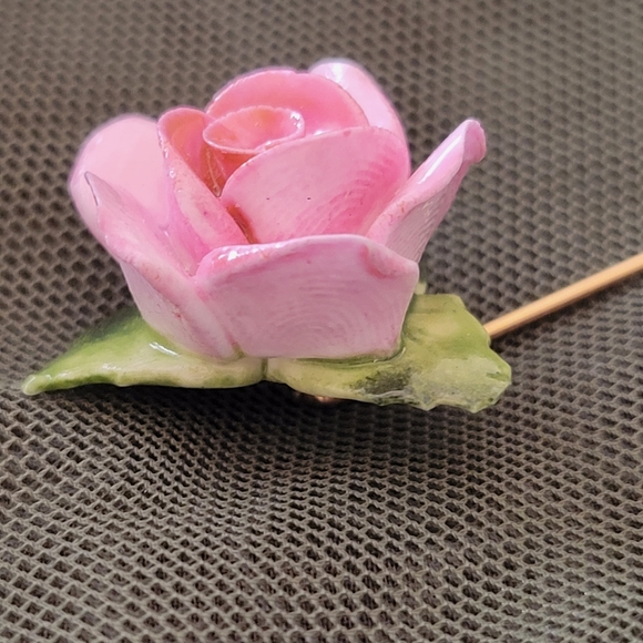Porcelain Rose Stick Pin - Picture 5 of 5